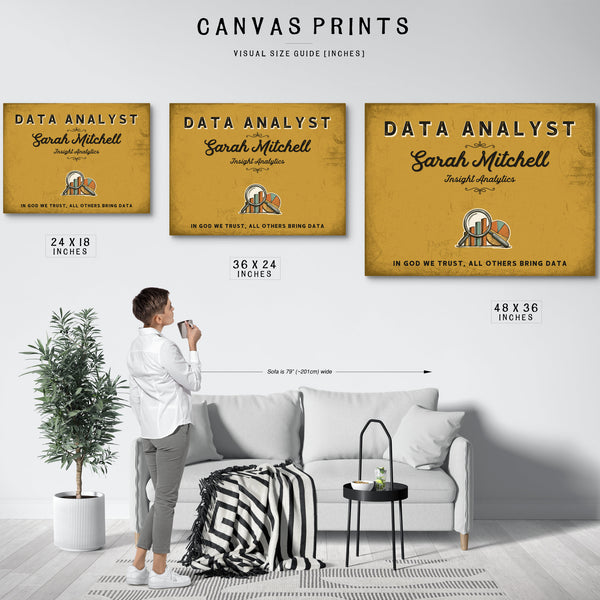 Personalized Data Analyst Sign, In God We Trust, All Others Bring Data, Mustard & Black, image 10