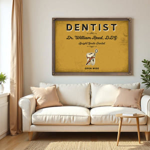 Personalized Dentist Sign, Open Wide, Mustard & Black, image 5