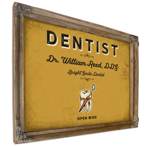 Personalized Dentist Sign, Open Wide, Mustard & Black, image 6