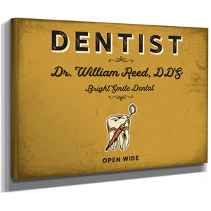 Personalized Dentist Sign, Open Wide, Mustard & Black, image 8