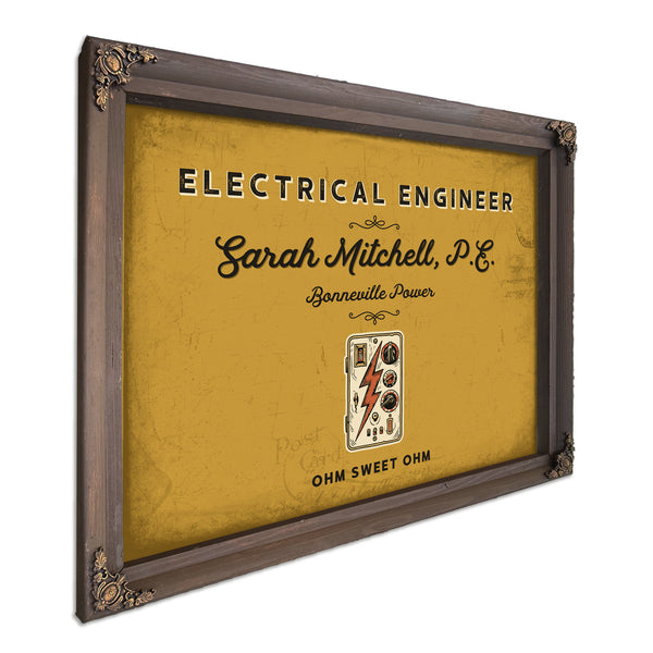 Personalized Electrical Engineer Sign, Ohm Sweet Ohm, Mustard & Black, image 7