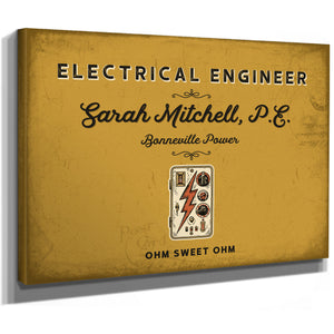 Personalized Electrical Engineer Sign, Ohm Sweet Ohm, Mustard & Black, image 8