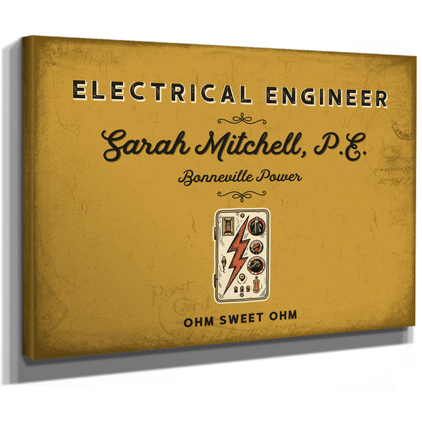 Personalized Electrical Engineer Sign, Ohm Sweet Ohm, Mustard & Black, image 8