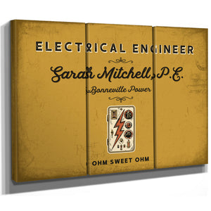 Personalized Electrical Engineer Sign, Ohm Sweet Ohm, Mustard & Black, image 14