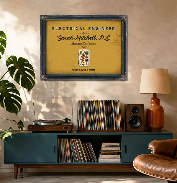 Personalized Electrical Engineer Sign, Ohm Sweet Ohm, Mustard & Black, image 20