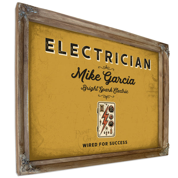 Personalized Electrician Sign, Wired for Success, Mustard & Black, image 6