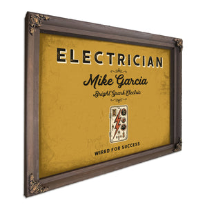 Personalized Electrician Sign, Wired for Success, Mustard & Black, image 7