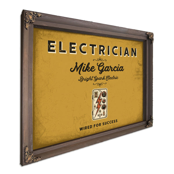 Personalized Electrician Sign, Wired for Success, Mustard & Black, image 7