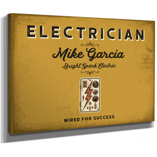 Personalized Electrician Sign, Wired for Success, Mustard & Black, image 8
