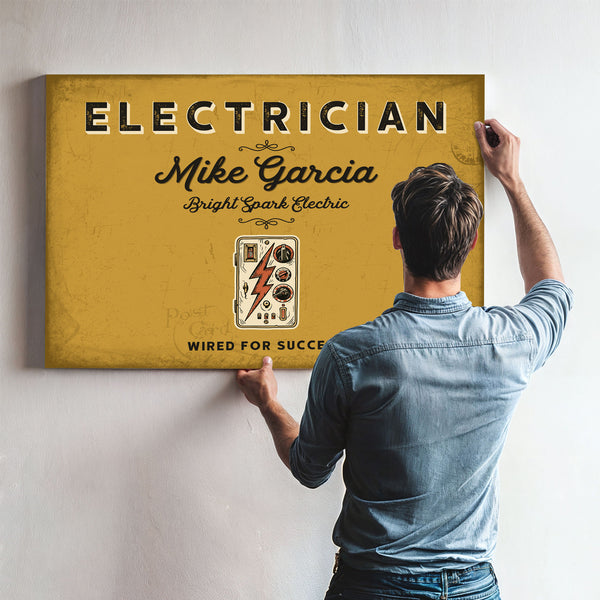 Personalized Electrician Sign, Wired for Success, Mustard & Black, image 9