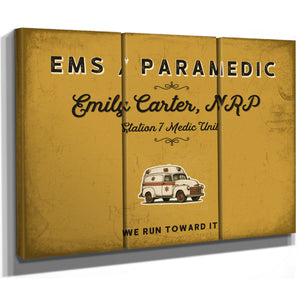 Personalized Paramedic Sign, We Run Toward It, Mustard & Black, image 14