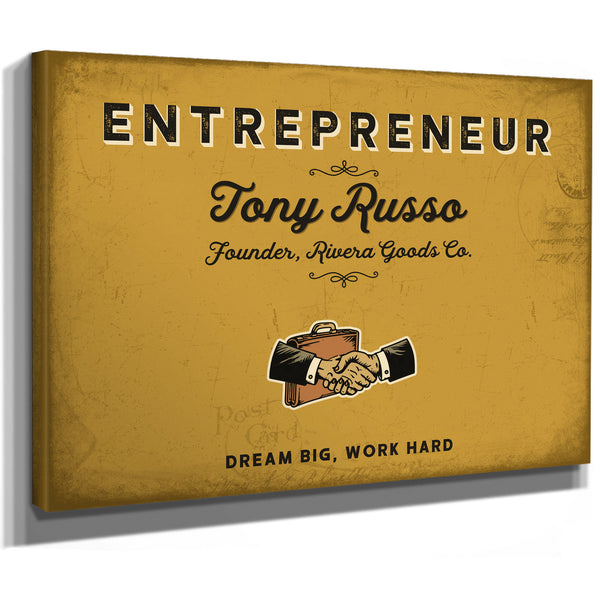 Personalized Entrepreneur Sign, Dream Big, Work Hard, Mustard & Black, image 8