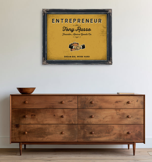 Personalized Entrepreneur Sign, Dream Big, Work Hard, Mustard & Black, image 19