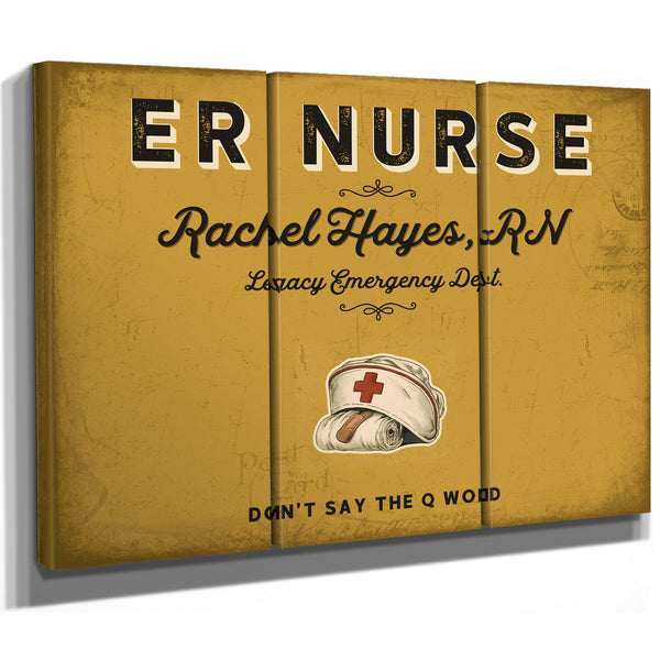 Personalized ER Nurse Sign, Don't Say the Q Word, Mustard & Black, image 14