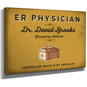 Personalized ER Physician Sign, Controlled Chaos Is My Specialty, Mustard & Black, image 8