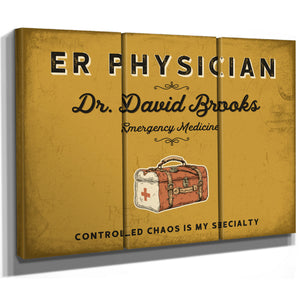 Personalized ER Physician Sign, Controlled Chaos Is My Specialty, Mustard & Black, image 14