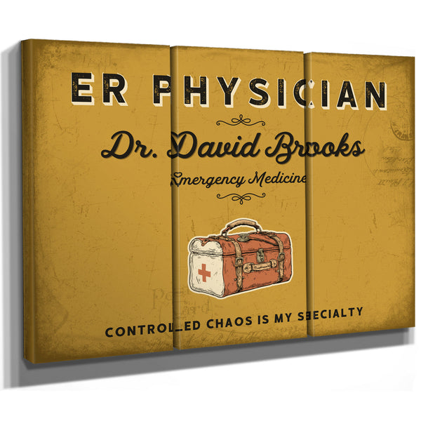 Personalized ER Physician Sign, Controlled Chaos Is My Specialty, Mustard & Black, image 14