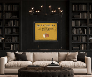 Personalized ER Physician Sign, Controlled Chaos Is My Specialty, Mustard & Black, image 16