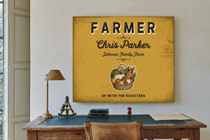 Personalized Farmer Sign, Up With the Roosters, Mustard & Black, image 2