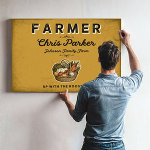 Personalized Farmer Sign, Up With the Roosters, Mustard & Black, image 9