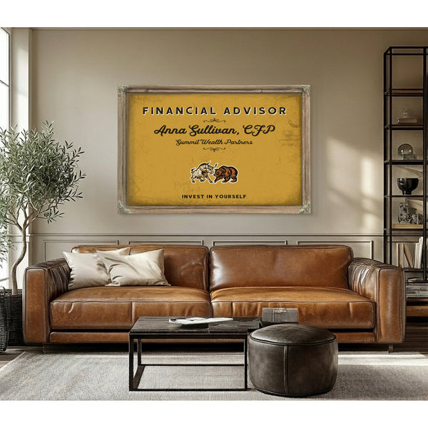 Personalized Financial Advisor Sign, Invest in Yourself, Mustard & Black, image 3