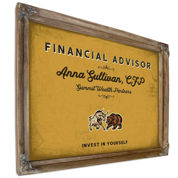 Personalized Financial Advisor Sign, Invest in Yourself, Mustard & Black, image 6