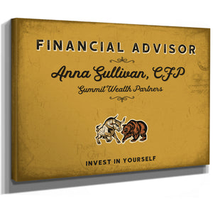 Personalized Financial Advisor Sign, Invest in Yourself, Mustard & Black, image 8