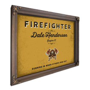 Personalized Firefighter Sign, Running In When Others Run Out, Mustard & Black, image 7