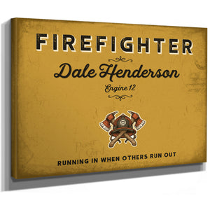 Personalized Firefighter Sign, Running In When Others Run Out, Mustard & Black, image 8