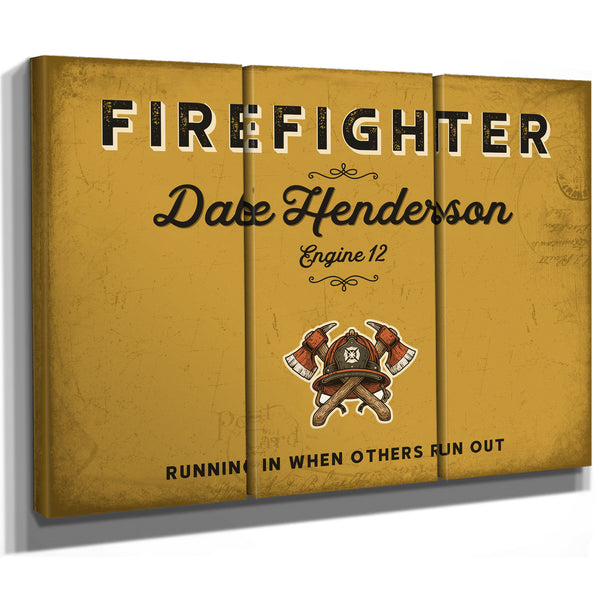 Personalized Firefighter Sign, Running In When Others Run Out, Mustard & Black, image 14