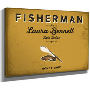 Personalized Fisherman Sign, Gone Fishin', Mustard & Black, image 8