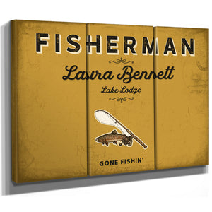 Personalized Fisherman Sign, Gone Fishin', Mustard & Black, image 14