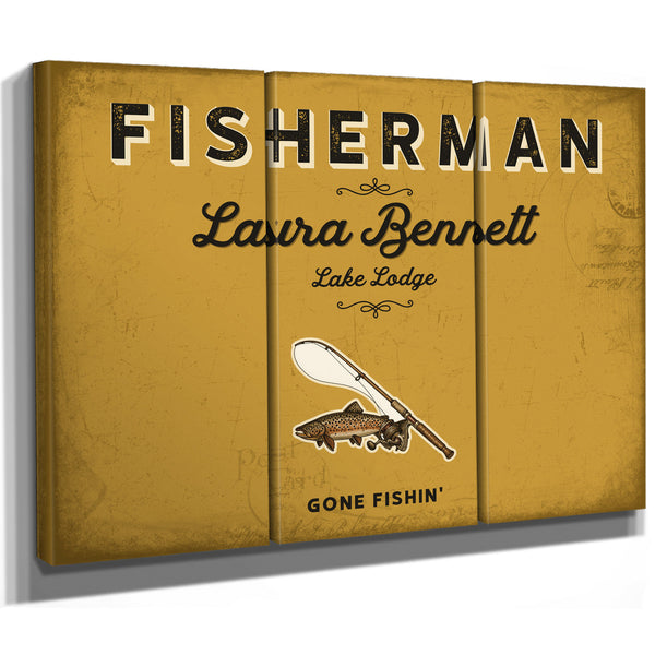 Personalized Fisherman Sign, Gone Fishin', Mustard & Black, image 14