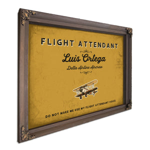 Personalized Flight Attendant Sign, Do Not Make Me Use My Flight Attendant Voice, Mustard & Black, image 7