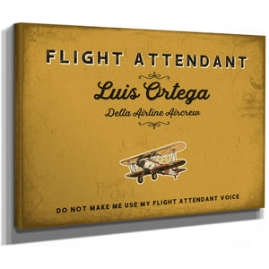 Personalized Flight Attendant Sign, Do Not Make Me Use My Flight Attendant Voice, Mustard & Black, image 8
