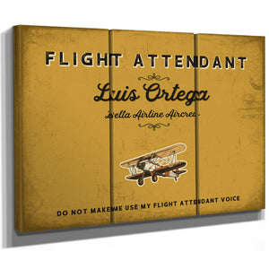 Personalized Flight Attendant Sign, Do Not Make Me Use My Flight Attendant Voice, Mustard & Black, image 14
