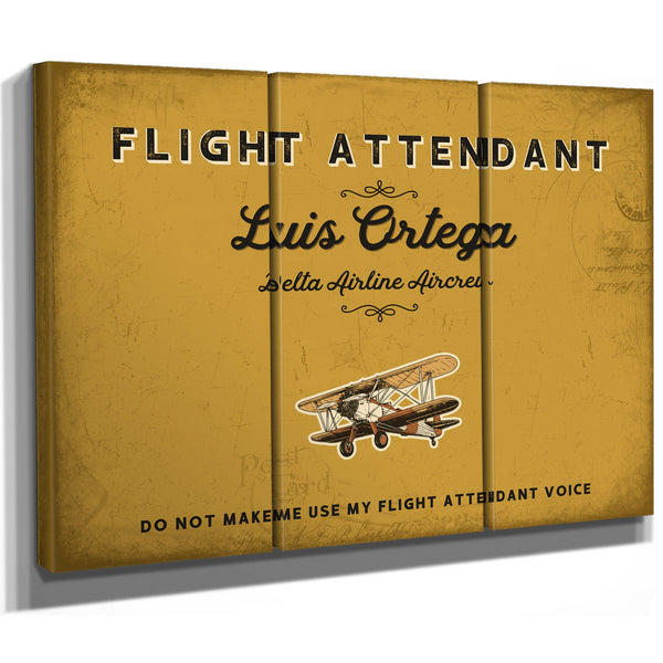 Personalized Flight Attendant Sign, Do Not Make Me Use My Flight Attendant Voice, Mustard & Black, image 14