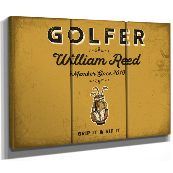 Personalized Golfer Sign, Grip It & Sip It, Mustard & Black, image 14