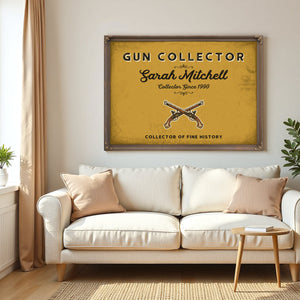 Personalized Gun Collector Sign, Collector of Fine History, Mustard & Black, image 5