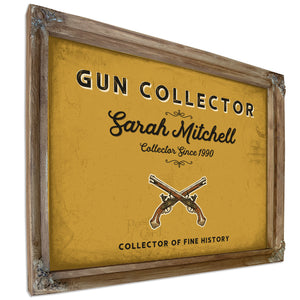 Personalized Gun Collector Sign, Collector of Fine History, Mustard & Black, image 6