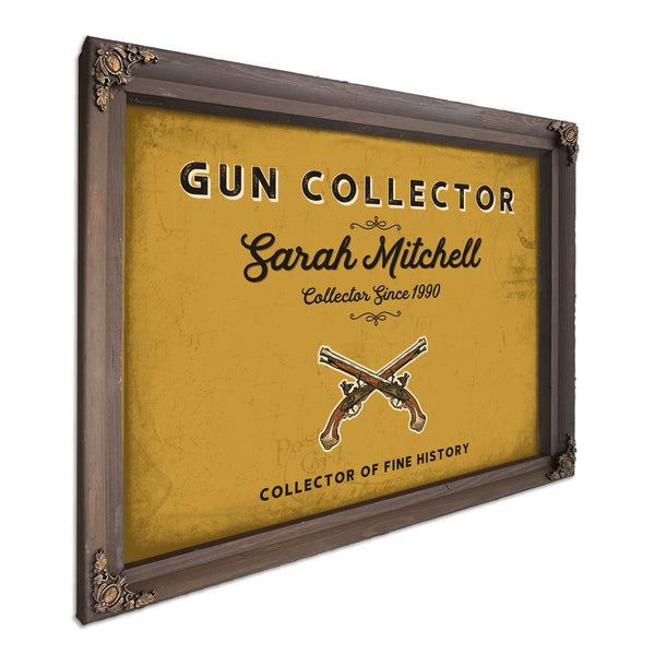 Personalized Gun Collector Sign, Collector of Fine History, Mustard & Black, image 7