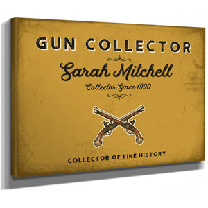 Personalized Gun Collector Sign, Collector of Fine History, Mustard & Black, image 8