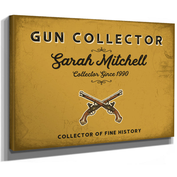 Personalized Gun Collector Sign, Collector of Fine History, Mustard & Black, image 8