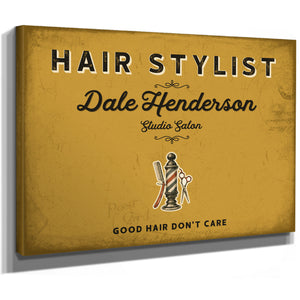 Personalized Hair Stylist Sign, Good Hair Don't Care, Mustard & Black, image 8