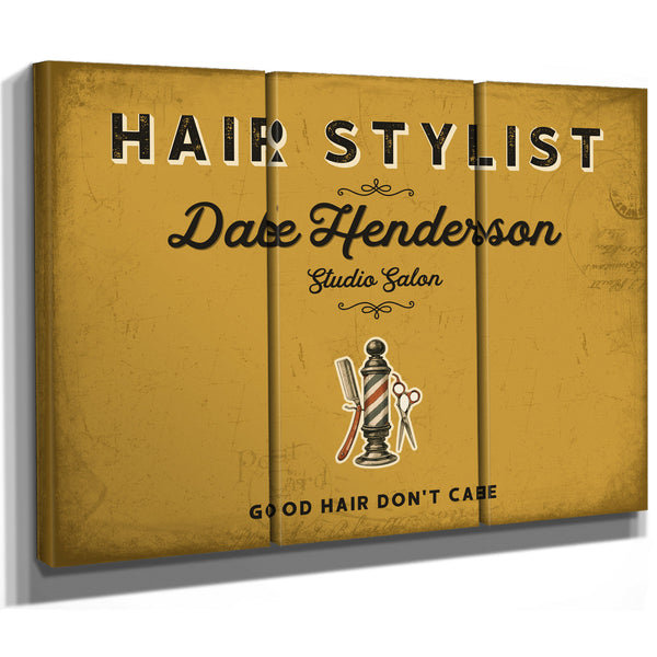 Personalized Hair Stylist Sign, Good Hair Don't Care, Mustard & Black, image 14