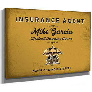 Personalized Insurance Agent Sign, Peace of Mind Delivered, Mustard & Black, image 8