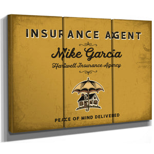 Personalized Insurance Agent Sign, Peace of Mind Delivered, Mustard & Black, image 14
