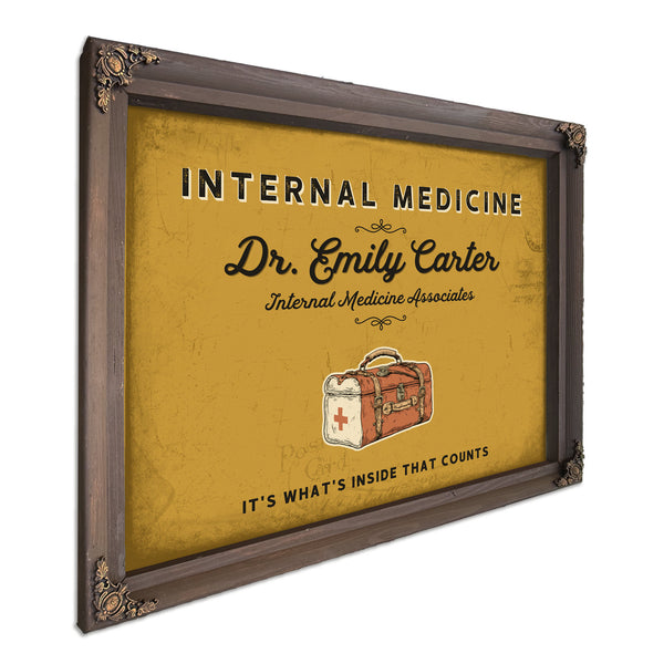 Personalized Internal Medicine Sign, It's What's Inside That Counts, Mustard & Black, image 7