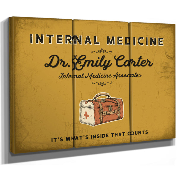 Personalized Internal Medicine Sign, It's What's Inside That Counts, Mustard & Black, image 14