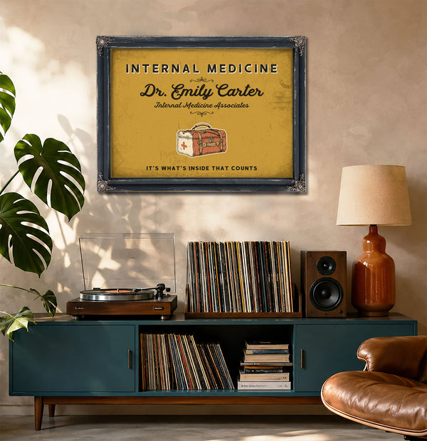 Personalized Internal Medicine Sign, It's What's Inside That Counts, Mustard & Black, image 20